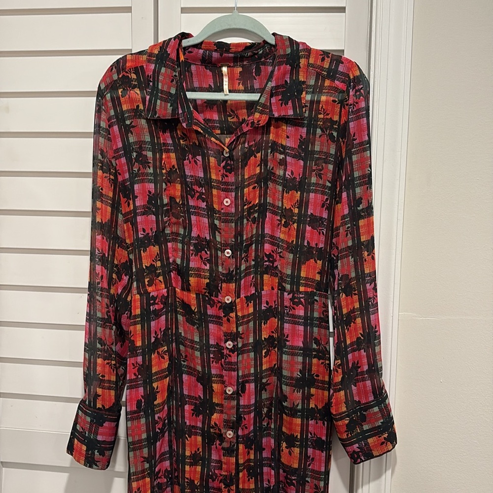 Free People Multicolor Plaid Long Sleeve Dress - Picture 6 of 8